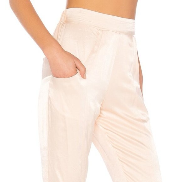 NBD x REVOLVE Alliah Champagne Satin High Waist Dress Pants shiny - Picture 11 of 12